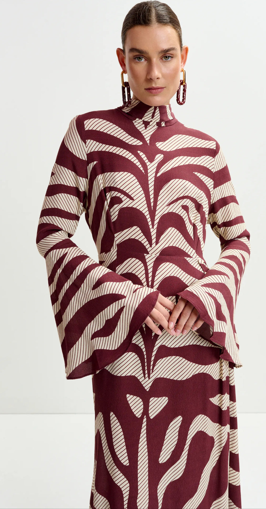 Burgundy cream dress