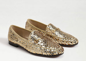 Gold loafers